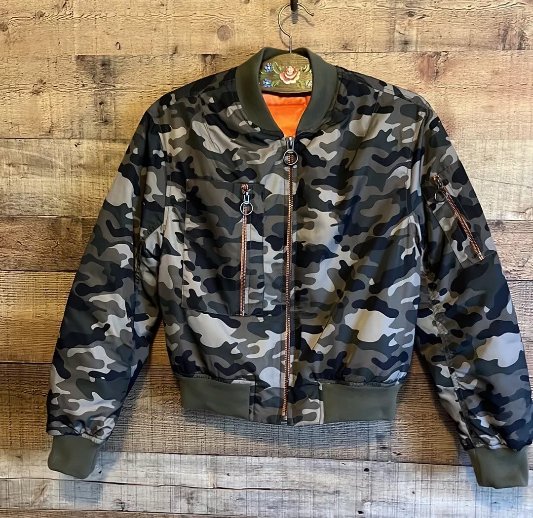 Camouflage top varsity jacket