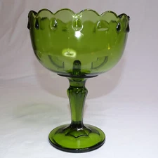 VINTAGE Green Pedestal Bowl Candy Nut Dish Beautiful Rich Green Color Glass Rare