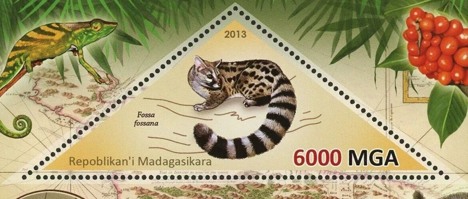 Fossa Fossana Stamp Fauna Wild Animal Souvenir Sheet Mint NH - Image 2 of 4