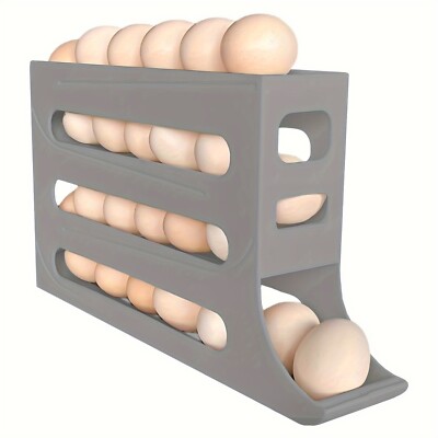 Refrigerator Egg Storage Box 4 Tier Space-Saving Roll down Eggs Dispenser 30 Egg