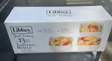 Libbey Just Tasting 13 pc Set of 12 Ceramic Round Bowls + Recipe Card PRISTINE