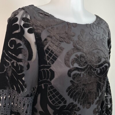 Eliza J Fit & Flare Dress 2 Black Burnout Velvet Bell Sleeve Cocktail LBD Womens | eBay Eliza J Fit & Flare Dress 2 Black Burnout Velvet Bell Sleeve Cocktail LBD Womens | eBay