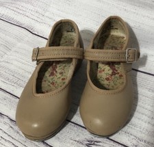 Capezio Tele Tone Tap Girl's Tan Leather Tap Shoes/Mary Jane Size 8.5 M