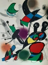 Fine Set of 4 Large Joan Miro Hand-Signed Color Lithographs  -Framed