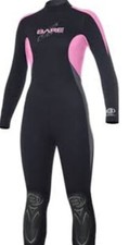 Bare 5/4mm Velocity, Women's Full Wetsuit, ank zip, Size 10TALL, Bla, Pnk, Gry