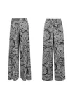 Women's Paisley Print Long Wide Leg Flared Palazzo Pants Trousers 12-26