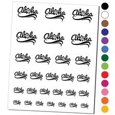 Aloha with Hibiscus Flower Hawaii Temporary Tattoo Water Resistant Set