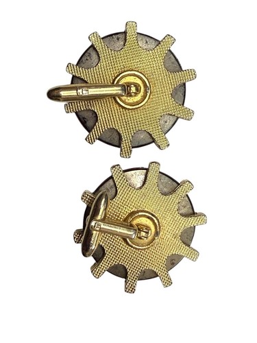 Vintage Red & Gold-Tone Cameo Cufflinks With Starburst Backplate Estate Rare - Picture 8 of 8