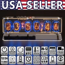 IN-12 Nixie Tubes Clock on Acrylic Stand with Sockets 12/24 UPS FREE Shipping