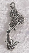 White metal small cheer leader charm  1" tall crafts jewellery making LOT E