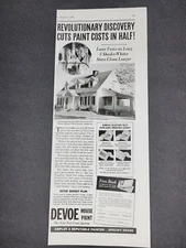 Devoe House Paint-Cuts Paint Costs in Half-Vintage Print Ad 1936
