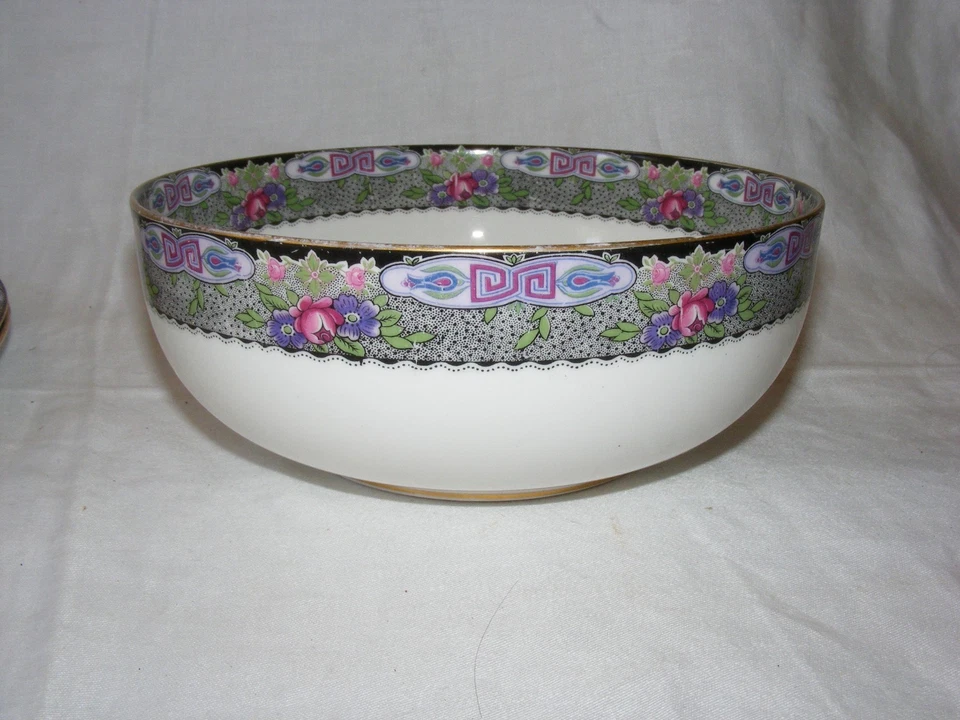 ANTIQUE ART DECO AYNSLEY ROSE & GEOMETRIC PATTERN FRUIT BOWL 19 CMS DIAMETER - Image 4 of 4