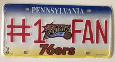 NBA Philadelphia 76ers Basketball #1 FAN Pennsylvania License Plate - NEW!