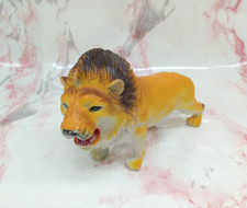 Male Lion Toy Figure Jungle Animal Rubber Hollow Figurine