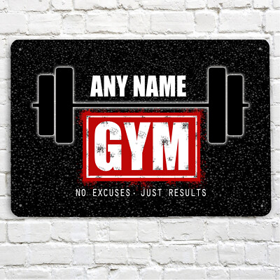 Artylicious Personalisiertes Fitness Raum Schild A4 Metall Türschild Rot Schwarz