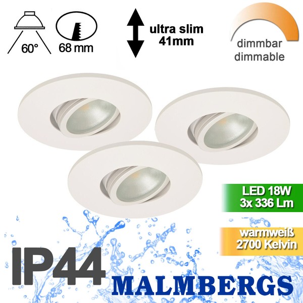 Led Spots Dimmbar Weiß IP44 Mit Trafo Einbau Leuchten Strahler Schwenkbar Bad-image