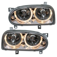 Scheinwerfer Klarglas Angel Eyes FüR VW Golf 3 Bj. 1991-1997 Chrom