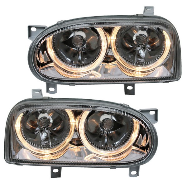 Scheinwerfer Klarglas Angel Eyes FüR VW Golf 3 Bj. 1991-1997 Chrom-image