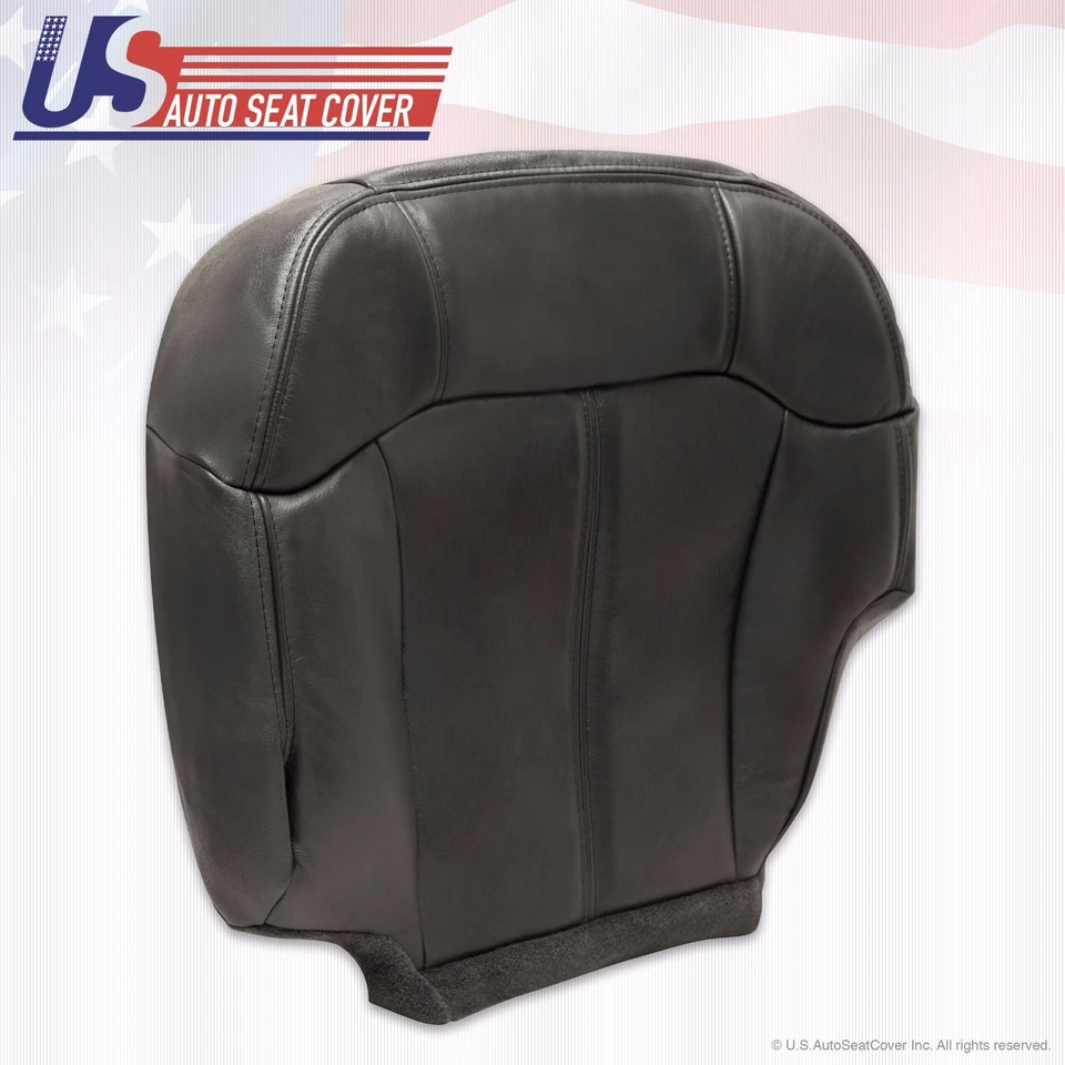 Chevy 1500 HD 2500 HD 3500 2001 2002 parte inferior del conductor cubierta de asiento de cuero negra Foto 3 de 4