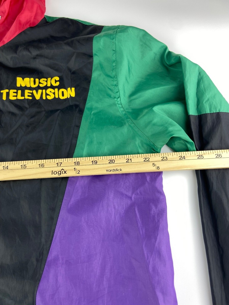 MTV Windbreaker Logo Jacket Zip Retro 90s Music Television