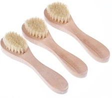 Wooden Face Cleaning Exfoliating Brush Dry Facial Brush Set of 3