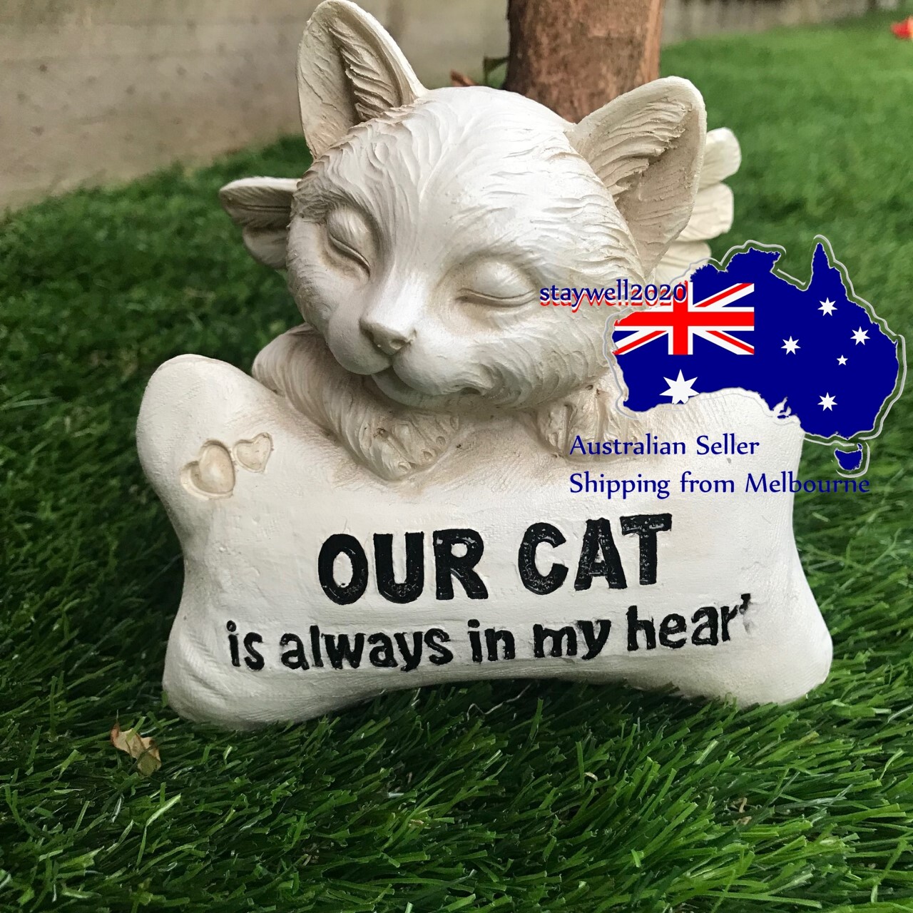 9 /13cm CAT Memorial Plaque / box Garden RIP /26CM PET MEMORIAL ANGEL