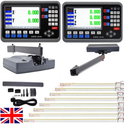 FASTTOBUY LCD DRO 3 Axis Digital Readout 5µm Linear Scale Encoder Bridgeport Mill Lathe UK