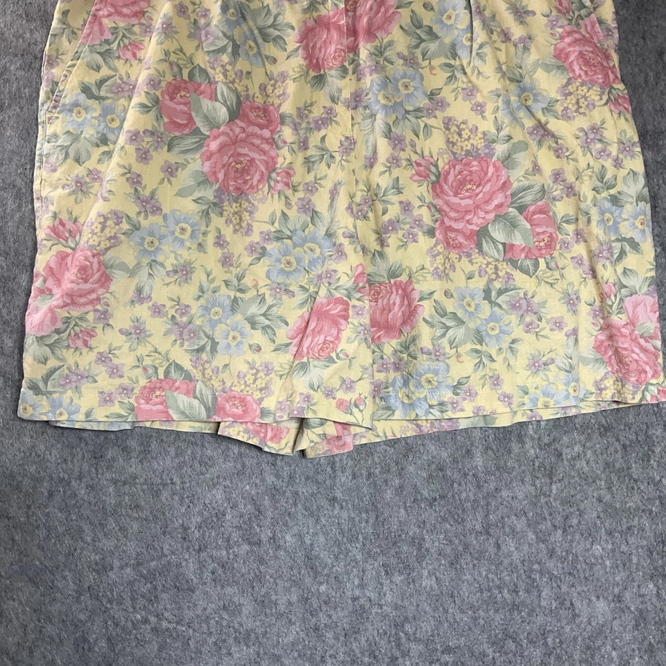 Pantalones Cortos De Colección Para Mujer Plus 2X Bolsillos Florales Amarillos Mezcla de Lino Cottage 42x6 * Foto 3 de 4