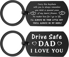 Drive Safe Dad Black Keychain   Father  s Day Gift, Son  s Heartfelt Hero Reminder
