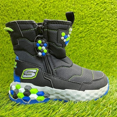 Skechers Mega Craft 2.0 Boys Size 11C Black Blue Outdoor Zip Winter Snow Shoes
