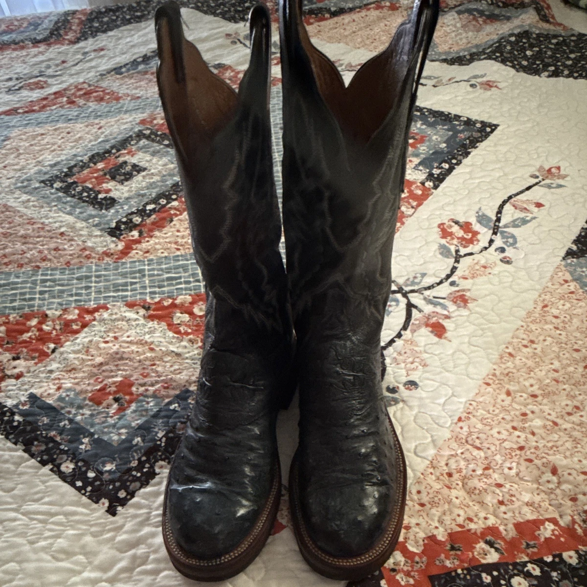 Lucchese 1883 N1560R Round Toe Black Leather Embroidered Cowboy Boots 11 D lucchese boots 1883 products for sale | eBay main image 4
