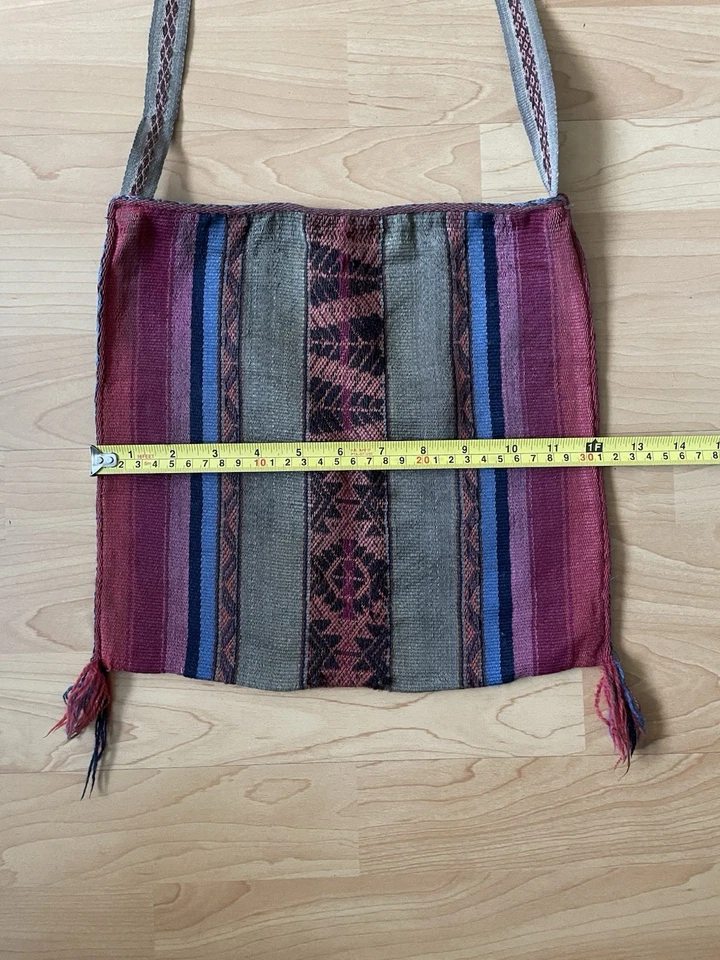 Bolso Bandolera Unisex Vintage Andino Indígena Tejido a Mano Lana Hecho en Perú Foto 4 de 4