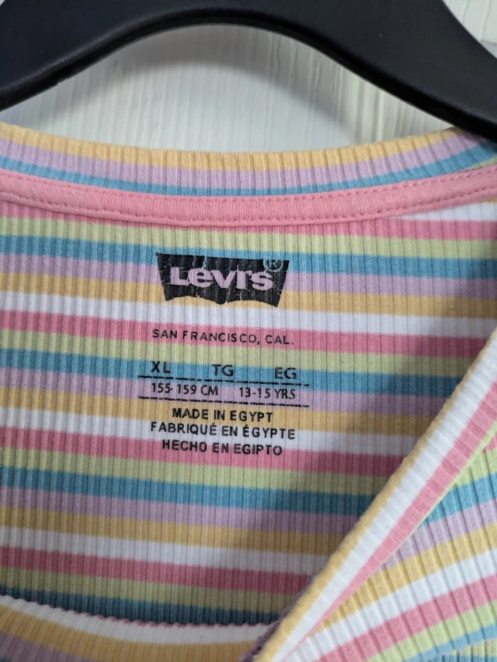 Camisa De Colección Levi’s Niña Manga Corta Juvenil XL Etiqueta Roja Rayas Buen Estado Usada Foto 3 de 4