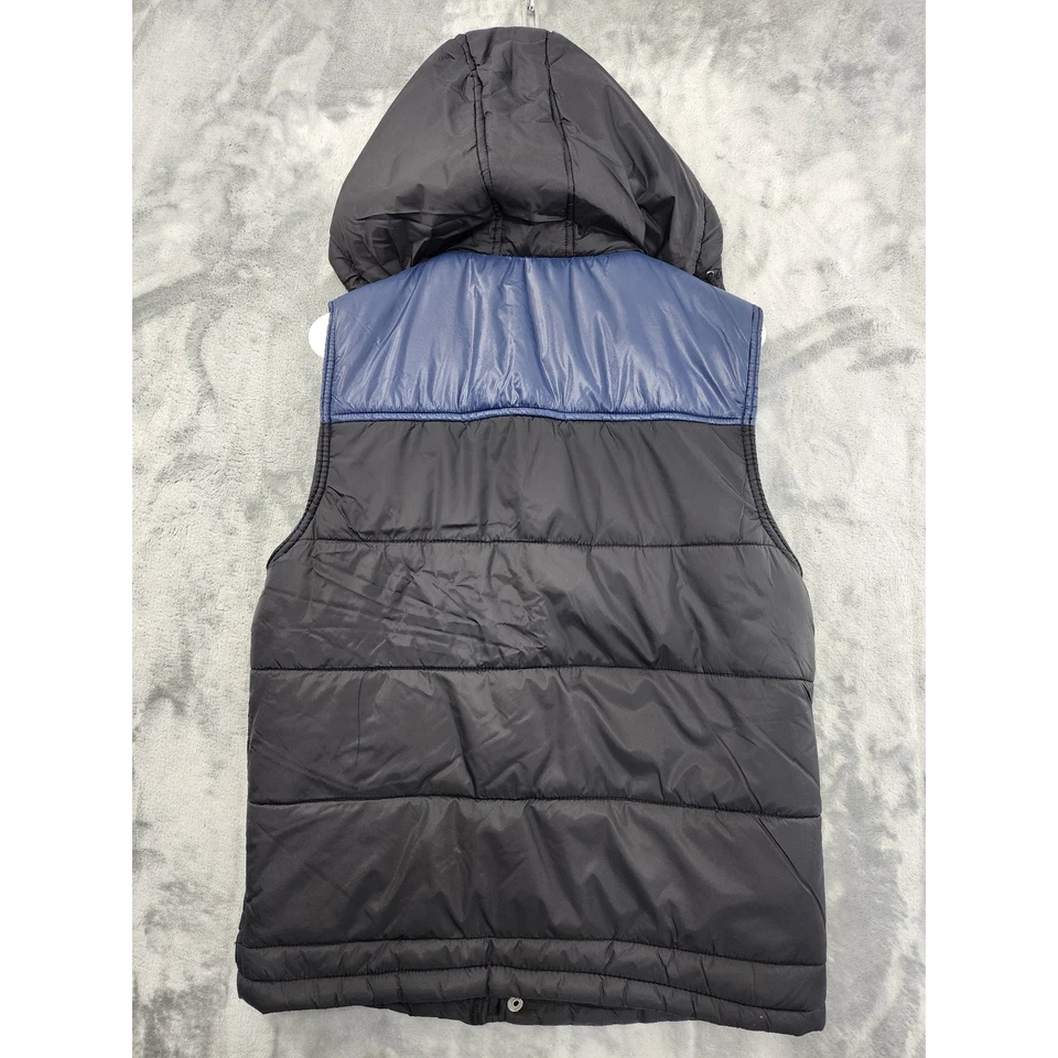 Chaleco acolchado American Rag con capucha sin mangas cremallera completa talla S negro azul Foto 2 de 4