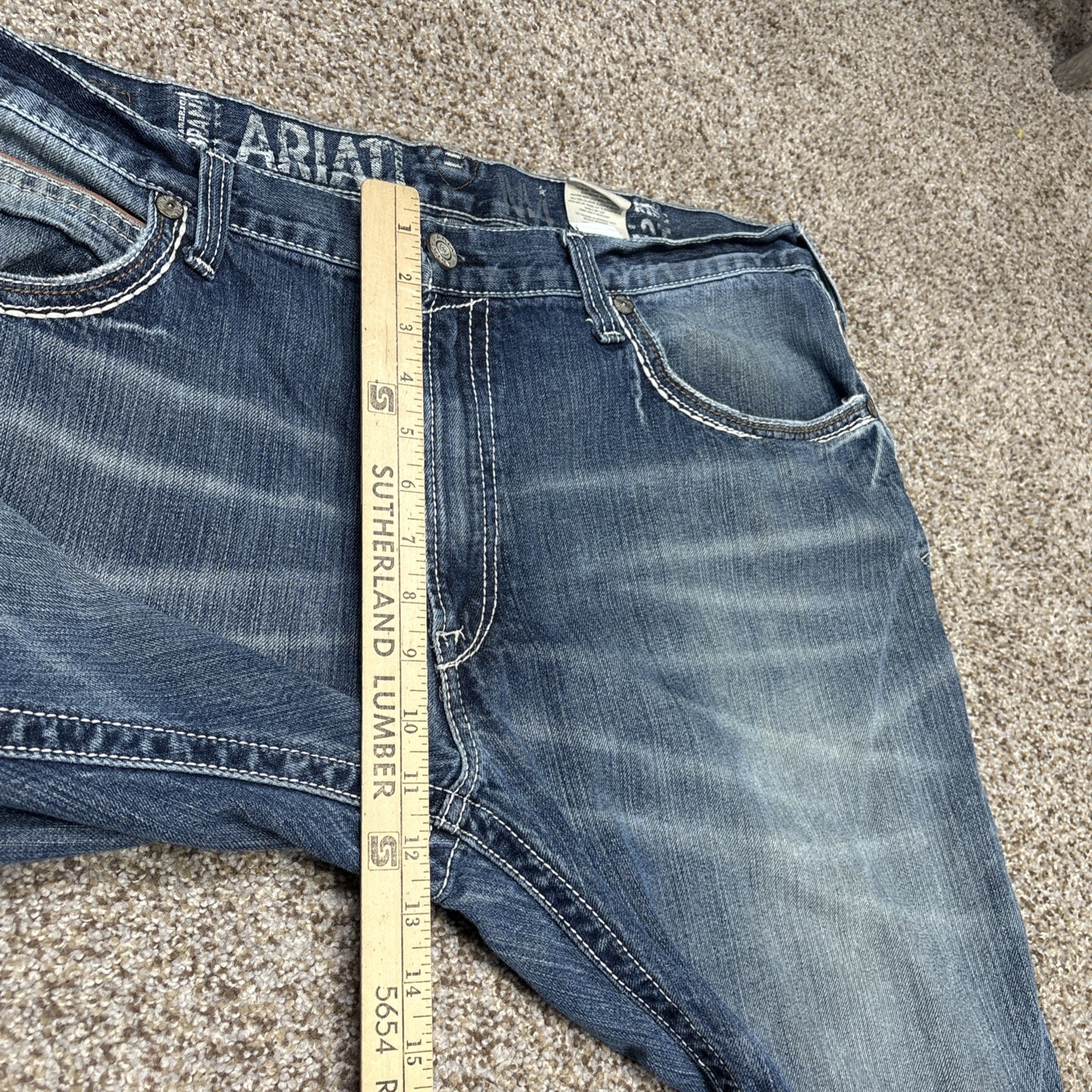 Ariat Jeans Mens 40x32 Blue M4 Low Rise Boot Workwear Denim Fits 40 X 31 - View 9