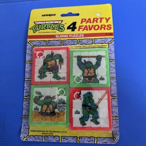 NOS Vintage 1989 TEENAGE MUTANT NINJA TURTLES Party Favors Sliding Puzzles NOC