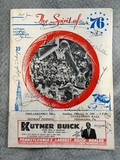 1966 Pistons vs 76ers Program Signed Chamberlain Dolph Schayes Andy Musser READ
