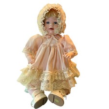 Vintage Porcelain Baby Doll with Lace Dress B...