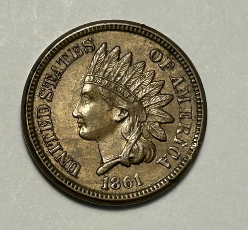 1861 INDIAN CENT AU-BU DETAILS