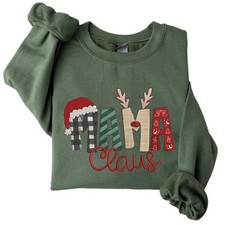 POPPOP Christmas Mama Claus Embroidery Sweatshirt, Christmas Sweatshirt, Mama