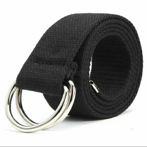 Damen Herren Gürtel Leinwand Stoffgürtel Doppel D-Ring Jeansgürtel-Taillengürtel - Bild 1 von 16