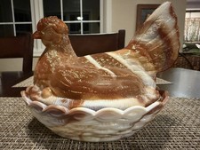 Gorgeous LG Wright Caramel Slag Hen On Nest 