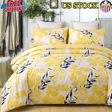 Reversible Tropical Floral Duvet Cover Microfiber Zipper Closure Corner Ties New