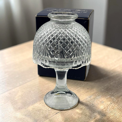Vintage Partylite Clearview Glass Tealight Fairy Lamp Pineapple Diamond Pattern