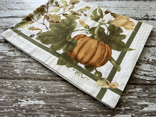 WILLIAMS SONOMA Botanical Pumpkin Tablecloth 70 x 90 Acorns Autumn Thanksgiving