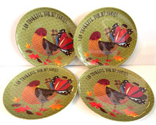 Set of 4 Pottery Barn Kids THANKSGIVING Melamine 9 Dinner Plates Thankful For..