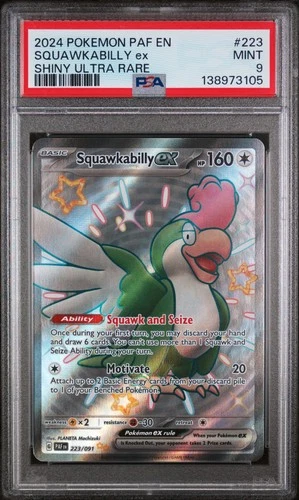 2024 POKEMON PAF EN-PALDEAN FATES SHINY ULTRA RARE #223 SQUAWKABILLY EX PSA 9