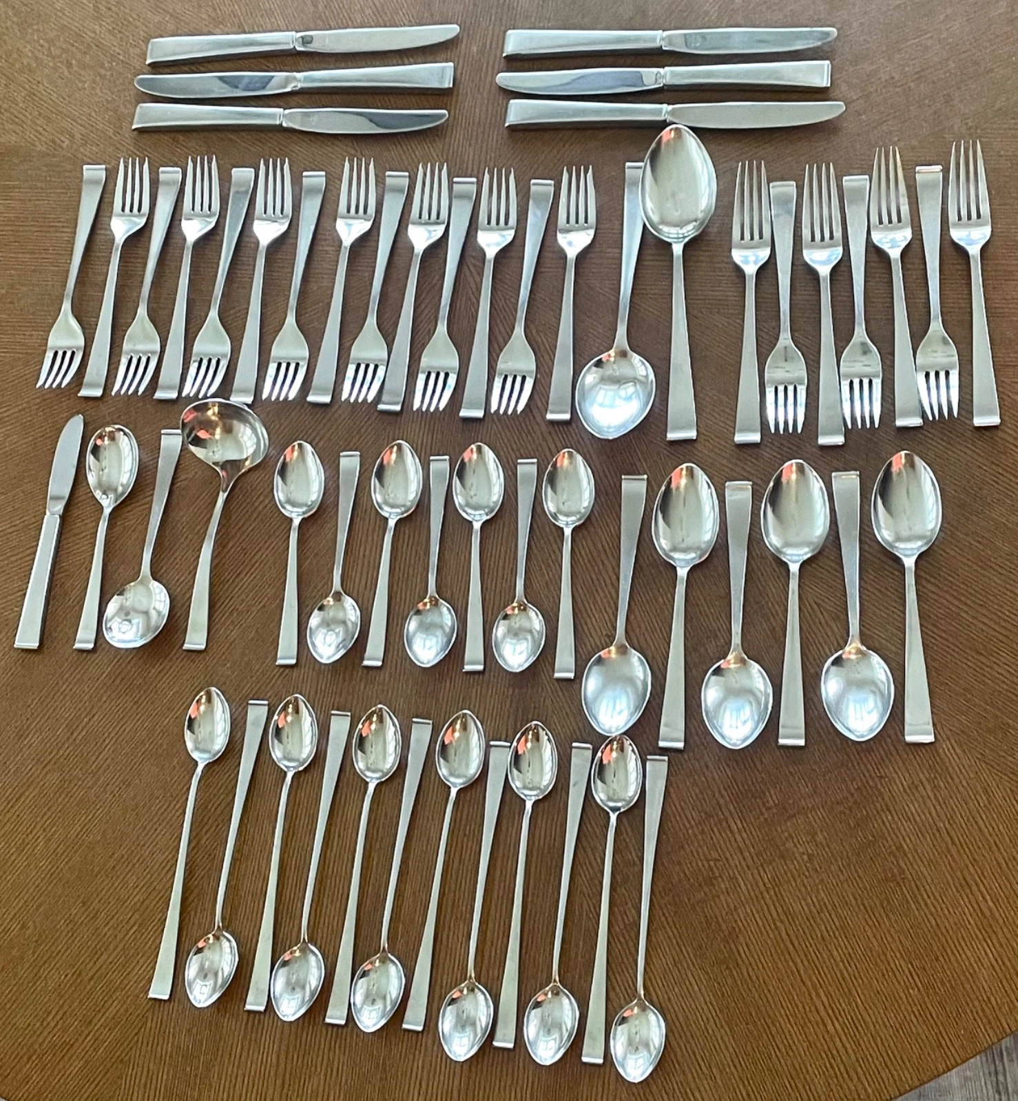 Lyon New Charm Stainless Flatware Set 58 Pc Mid Century Atomic Serving Lot