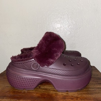 Crocs Women's 6/ Men's 4 Dark Cherry Stomp Lined Clog Shoes Platform
