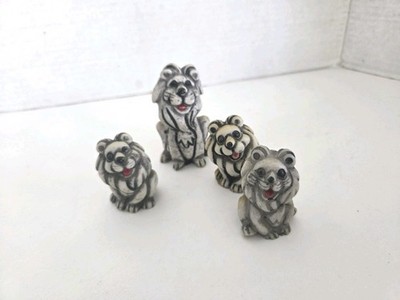 Lion Cat And Cubs Stone Resin Figurines 4 Qty King Of The Jungle Vintage Leo